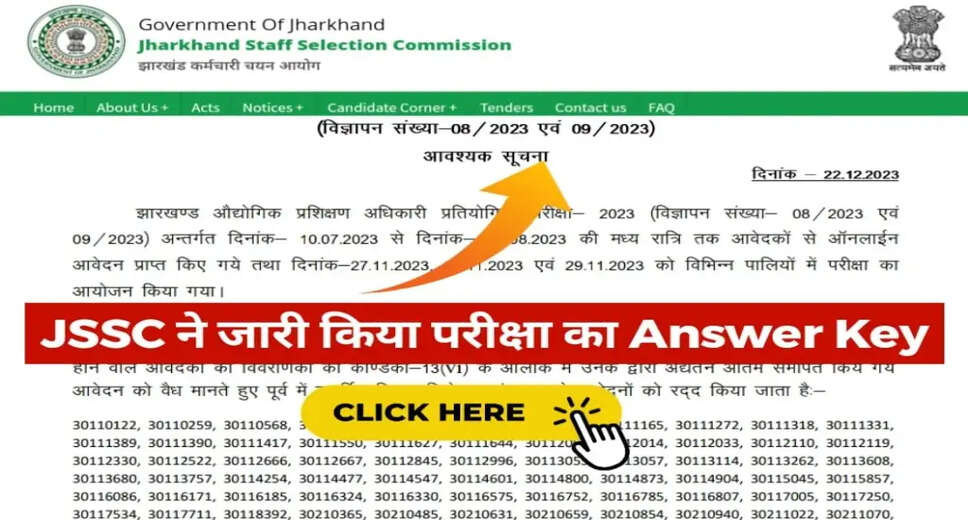 JSSC JITOCE answer key released; raise objections till December 28