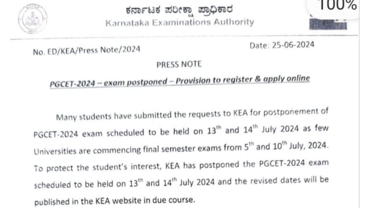 Karnataka PGCET 2024 Exam May Get Postponed Again; KEA Considering Schedule Conflict