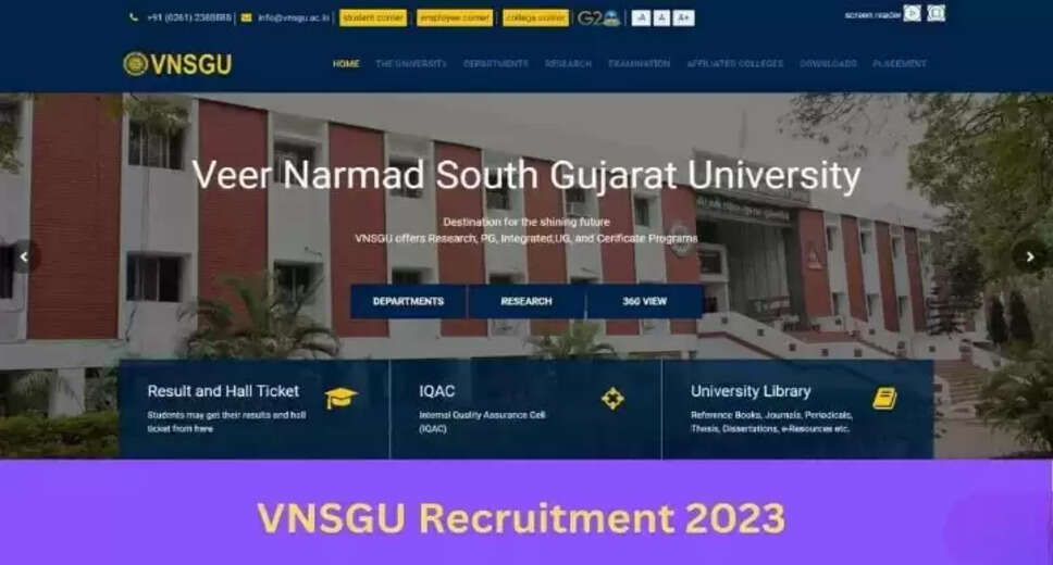 Veer Narmad South Gujarat University (VNSGU) Recruitment 2024: Apply for Various Faculty and Non-Faculty Posts