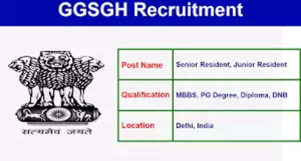GGSGH, DELHI Recruitment 2023: A great opportunity has emerged to get a job (Sarkari Naukri) in Janakpuri Super Specialty Hospital, Delhi (GGSGH, DELHI). GGSGH, DELHI has sought applications to fill Junior and Senior Resident posts (GGSGH, DELHI Recruitment 2023). Interested and eligible candidates who want to apply for these vacant posts (GGSGH, DELHI Recruitment 2023), can apply by visiting the official website of GGSGH, Delhi, GGSGH, portal.delhi.gov.in. The last date to apply for these posts (GGSGH, DELHI Recruitment 2023) is 27 January 2023.  Apart from this, candidates can also apply for these posts (GGSGH, DELHI Recruitment 2023) by directly clicking on this official link GGSGH, portal.delhi.gov.in. If you want more detailed information related to this recruitment, then you can see and download the official notification (GGSGH, DELHI Recruitment 2023) through this link GGSGH, DELHI Recruitment 2023 Notification PDF. A total of 67 posts will be filled under this recruitment (GGSGH, DELHI Recruitment 2023) process.  Important Dates for GGSGH, DELHI Recruitment 2023  Online Application Starting Date –  Last date for online application - 27 January 2023  Details of posts for GGSGH, DELHI Recruitment 2023  Total No. of Posts- :67 Posts  GGSGH, DELHI Recruitment 2023 Posts Recruitment Location  Delhi  Eligibility Criteria for GGSGH, DELHI Recruitment 2023  Junior and Senior Resident - MBBS degree from recognized institute with experience  Age Limit for GGSGH, DELHI Recruitment 2023  Junior and Senior Resident - The age limit of the candidates will be valid as per the rules of the department.  Salary for GGSGH, DELHI Recruitment 2023  Junior and Senior Resident - As per rules  Selection Process for GGSGH, DELHI Recruitment 2023  Will be done on the basis of interview.  How to Apply for GGSGH, DELHI Recruitment 2023  Interested and eligible candidates can apply through the official website of GGSGH, DELHI (portal.delhi.gov.in) latest by 27 January 2023. For detailed information in this regard, refer to the official notification given above.  If you want to get a government job, then apply for this recruitment before the last date and fulfill your dream of getting a government job. You can visit naukrinama.com for more such latest government jobs information.