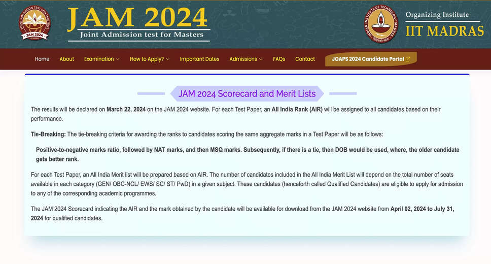 IIT JAM 2024: First Admission List Out Now @jam.iitm.ac.in, See Opening and Closing Ranks Here