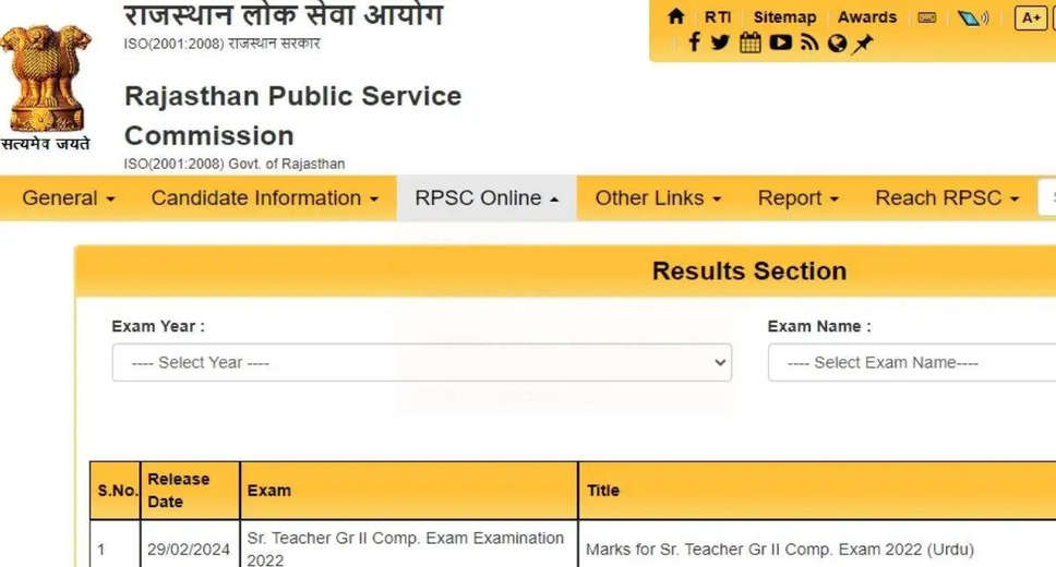 RPSC Senior Teacher Exam 2024 Final Answer Key Out: Direct Link to Download Marks on rpsc.rajasthan.gov.in