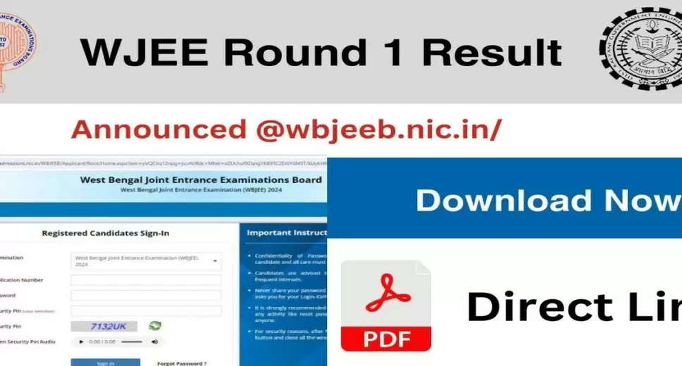 WBJEE 2024 Round 1 Seat Allocation Results Out: Access Details on wbjeeb.nic.in