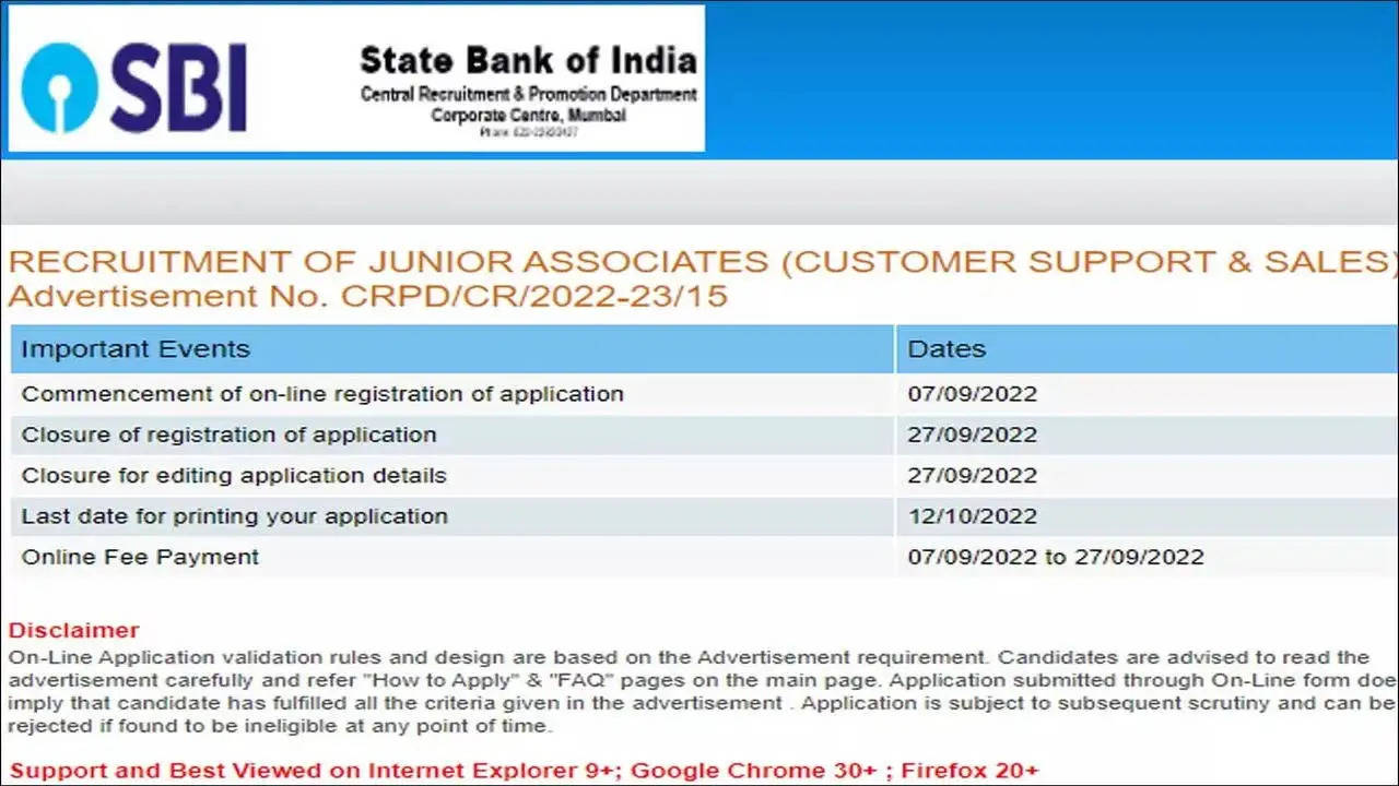 SBI Junior Associate Recruitment 2023: Apply Online For 8283 Posts