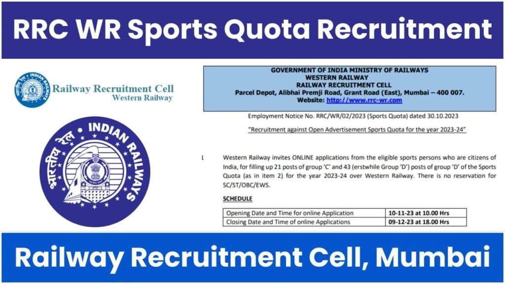 Western Railway Sports Quota Recruitment 2024: 64 Openings for Athletes – Apply Online