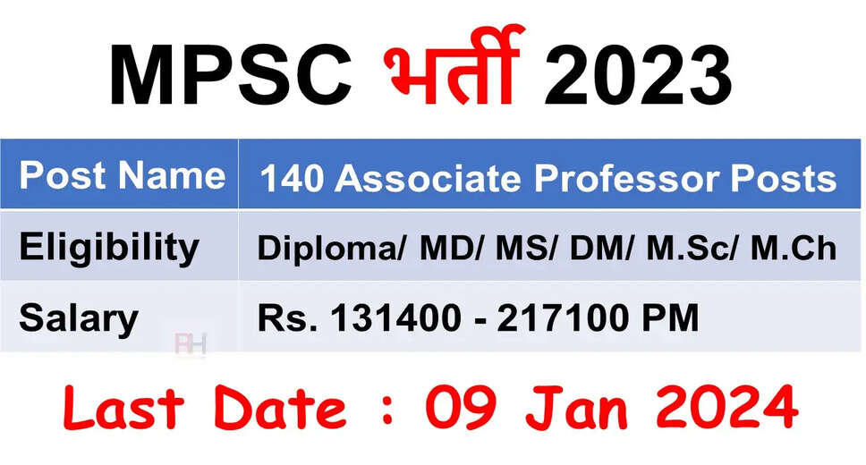 Maharashtra Govt Jobs! MPSC Announces Associate Professor Recruitment 2024 for 140 Posts (Apply by Jan 9th!) 