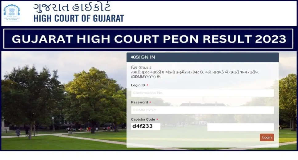 Gujarat High Court Peon Result 2023 Out: Check Cut Off Marks 