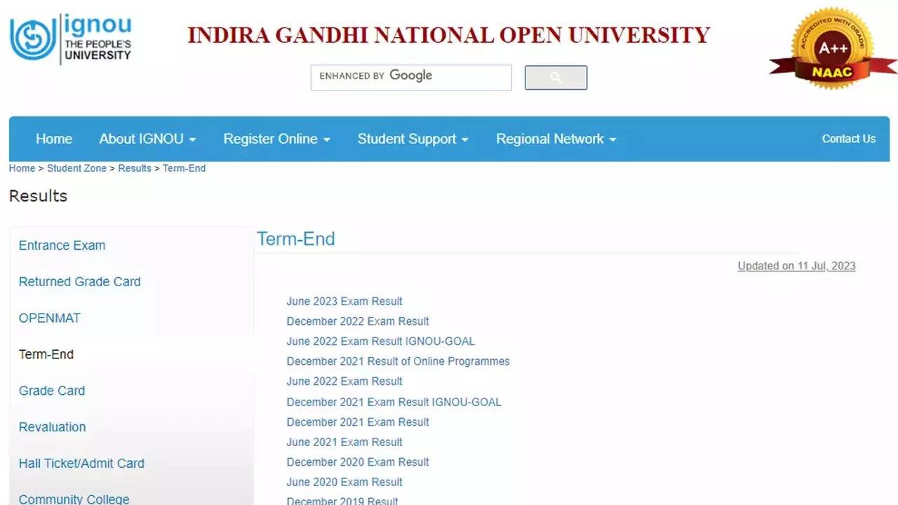 IGNOU June 2024 TEE Results Declared: Check Now at ignou.ac.in