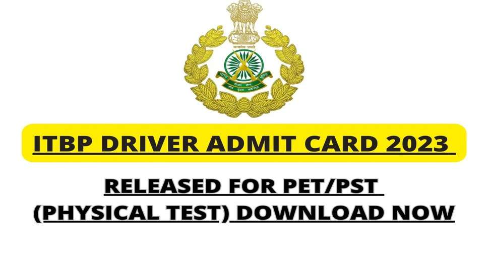 ITBP Constable (Driver) 2023 Recruitment: PET/PST Admit Card Download