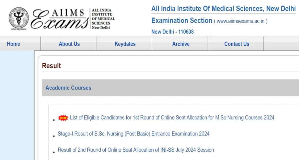 AIIMS BSc Nursing Stage 1 Result 2024 Declared: Steps to Check Your Result