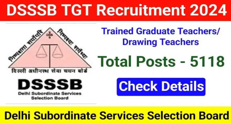 DSSSB TGT Recruitment 2024: Apply Online for Over 5000 Trained Graduate Teacher & Drawing Teacher Posts