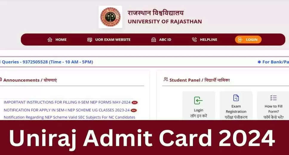 Uniraj Admit Card 2024 Released: Download UG Semester Exam Hall Ticket PDF from univraj.org