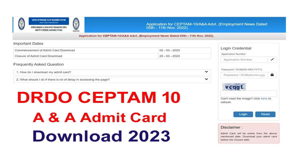 DRDO CEPTAM 10 Admit Card 2023 OUT for AA @drdo.gov.in: Check Exam Date