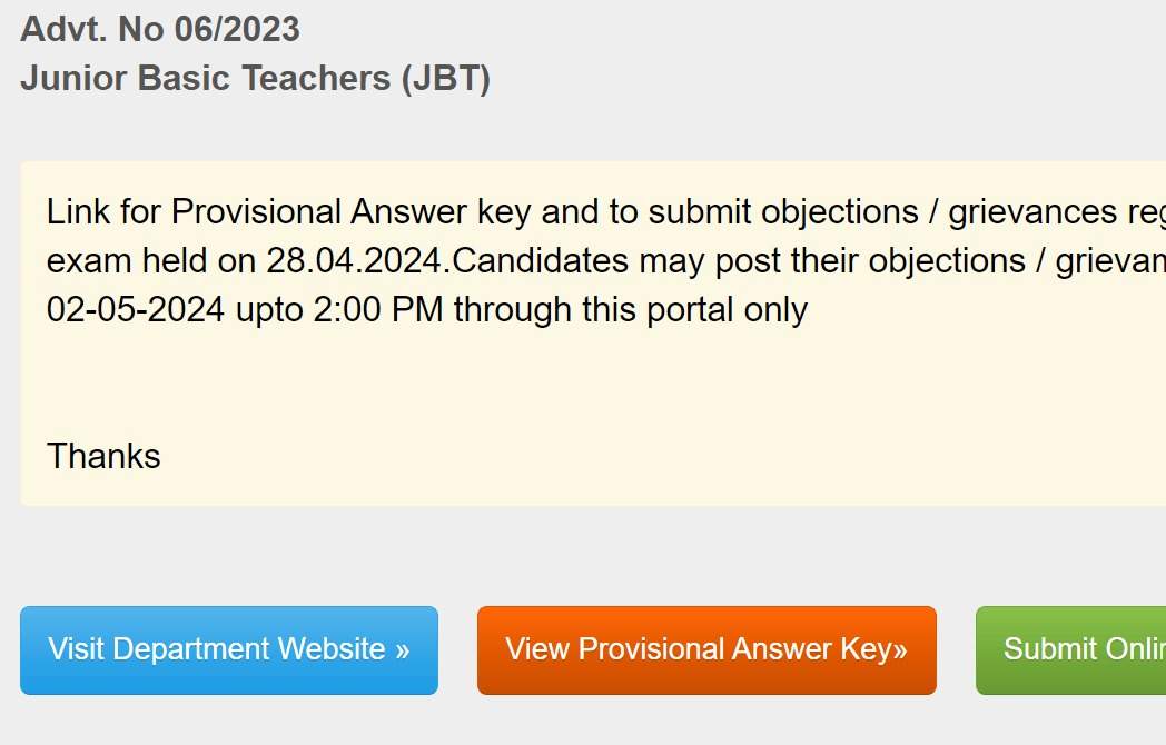 Chandigarh Education Dept Publishes Answer Key for Junior Basic Teacher Exam 2024