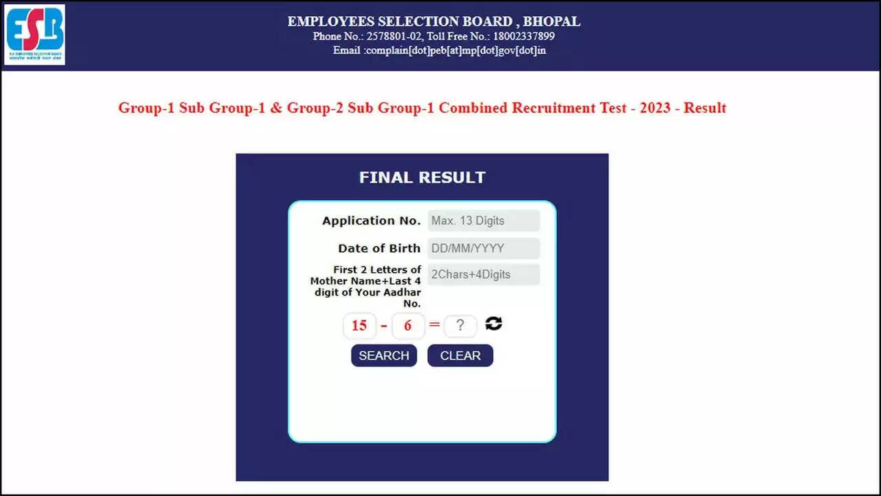 MPPEB Group 1 & 2 Sub Group 1 Result 2023 Cancelled