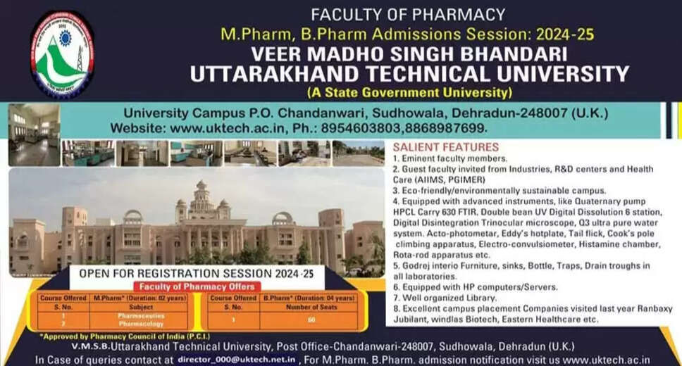 Uttarakhand Technical University Releases Online Form for Assistant Professor Recruitment 2024