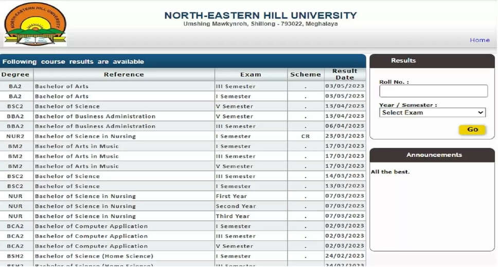 NEHU Result for UG and PG Courses Released: Check Semester Result PDF on exams.nehu.ac.in