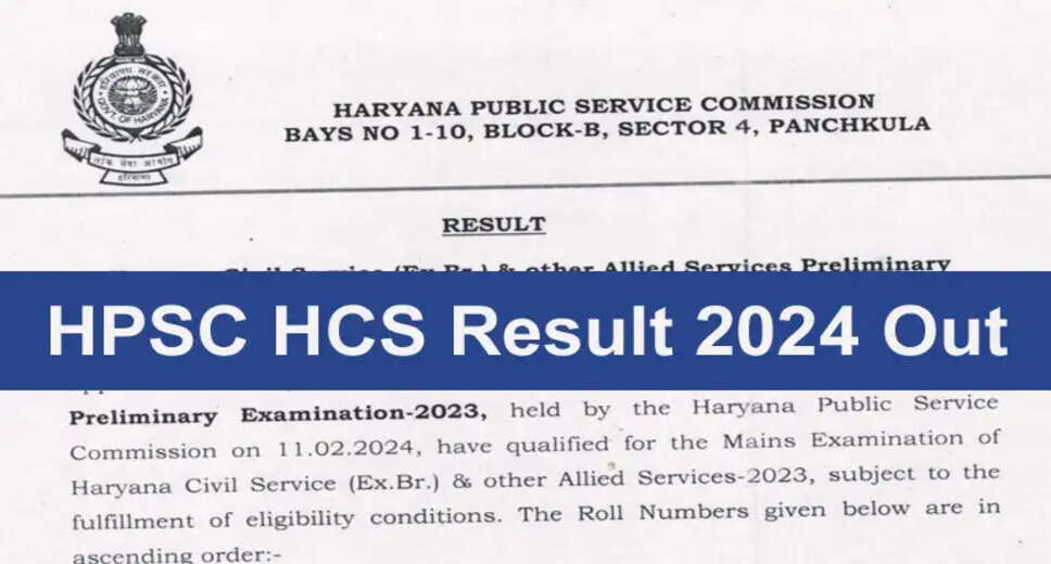HPSC HCS Prelims Result 2023 Announced on hpsc.gov.in; Steps to Check Here