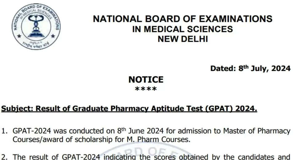 GPAT 2024 Result Announced – Check NAT Board Graduate Pharmacy Aptitude Test Scores