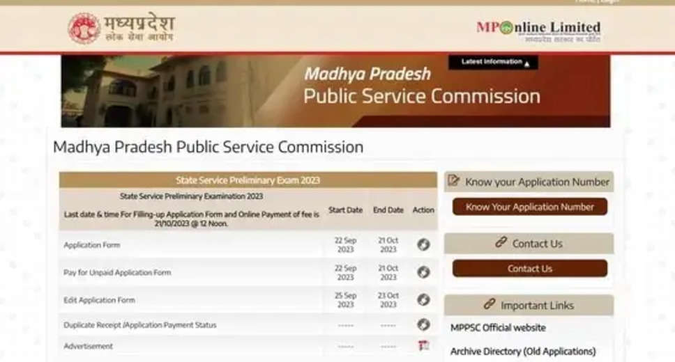 MPPSC State Service Exam Recruitment 2023: Apply Online for 229 Posts, Know Eligibility and Important Dates