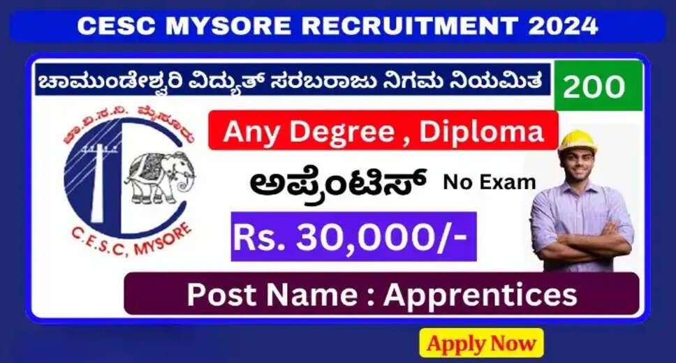 CESC Mysore Apprenticeship Recruitment 2024: Apply Online for 200 Posts