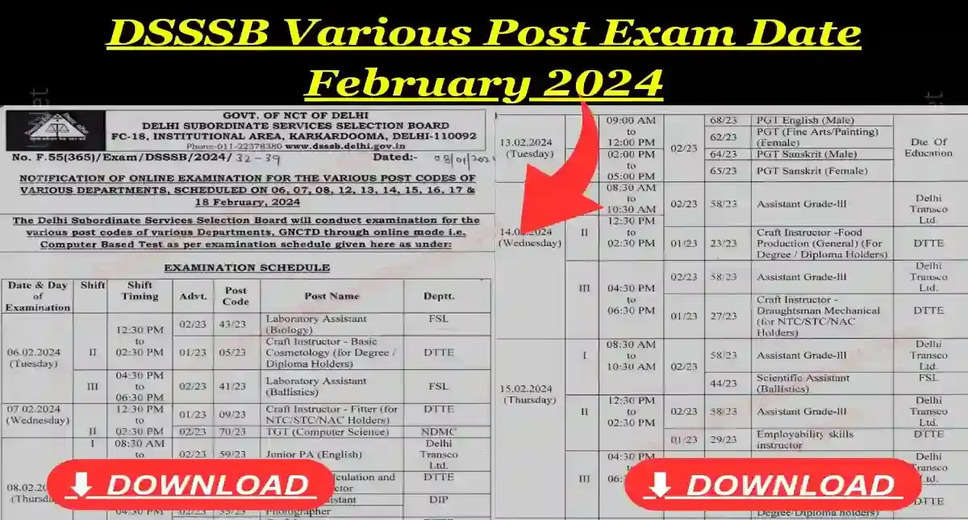 DSSSB Recruitment 2024: Schedule Out for Various Exams in February