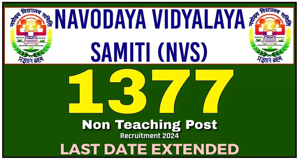 Date Extended for NVS Non-Teaching Recruitment 2024: Apply Online for 1377 Posts