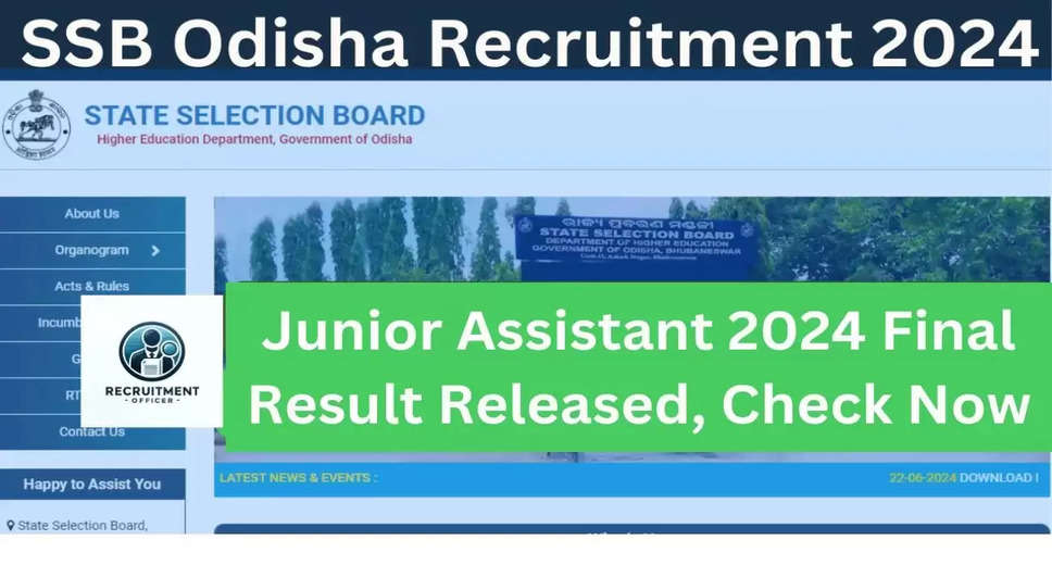 SSB Odisha Result 2024 for Junior Assistant: Check Your Final Score