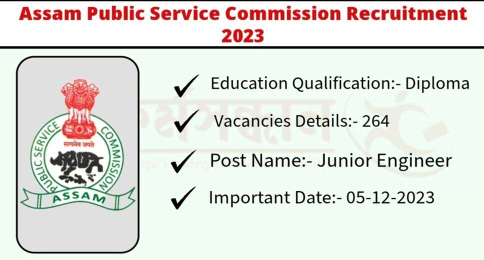 APSC Junior Engineer Recruitment 2023: Notification For 264 Posts, Apply Online