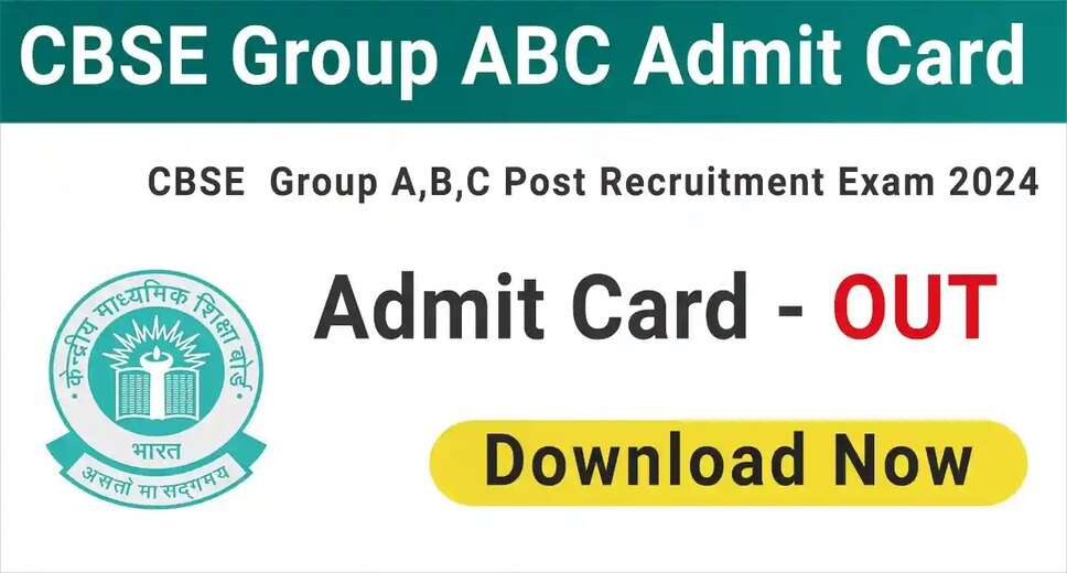CBSE Group A, B & C Admit Cards for 2024 Available for Download