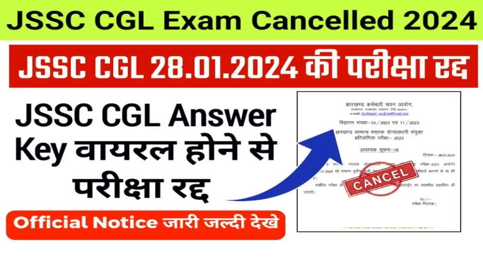 Jharkhand JSSC CGL 2024 Exam Canceled, JSSC CGL Paper Leak