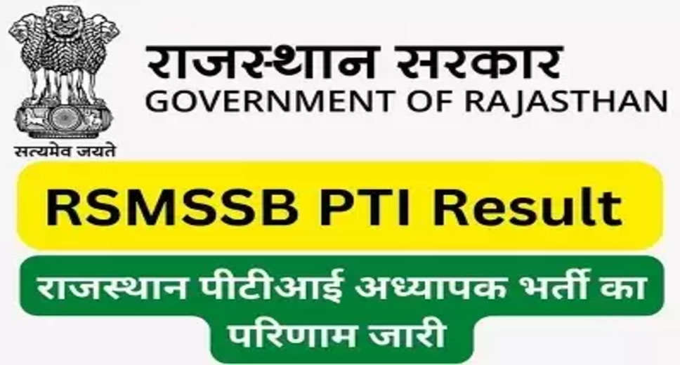 Rajasthan RSMSSB PTI Teacher 2022 Selection List Out for 5546 Posts