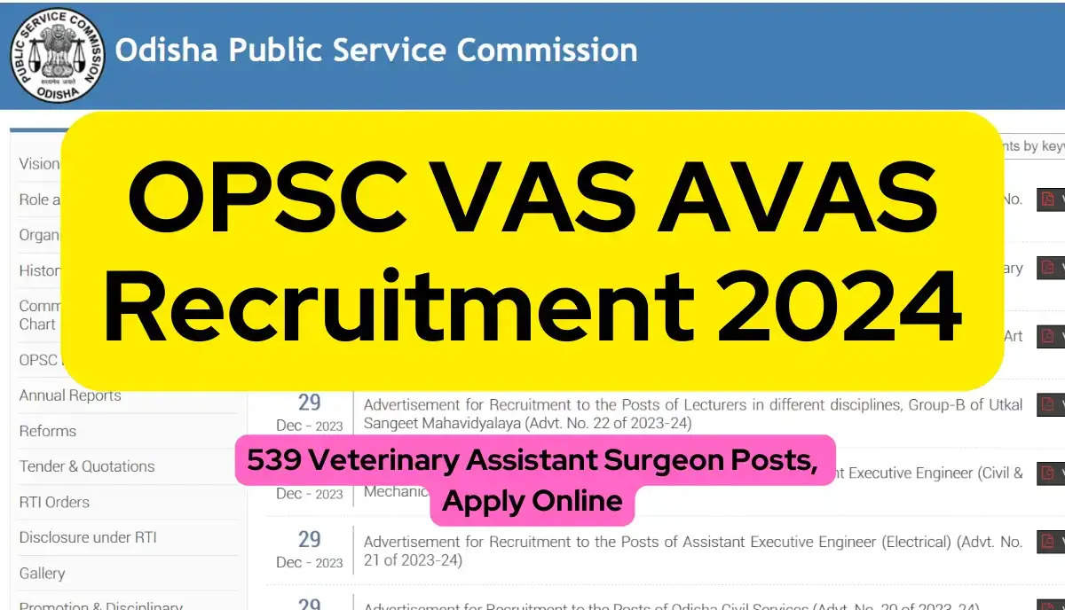 Odisha Govt Jobs Alert: 539 Veterinary Asst Surgeon & Addl Veterinary Asst Surgeon Posts in OPSC!
