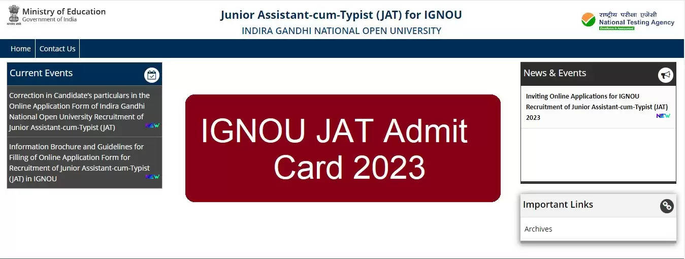 IGNOU Junior Assistant & Stenographer Admit Card 2024 Released - Download Now