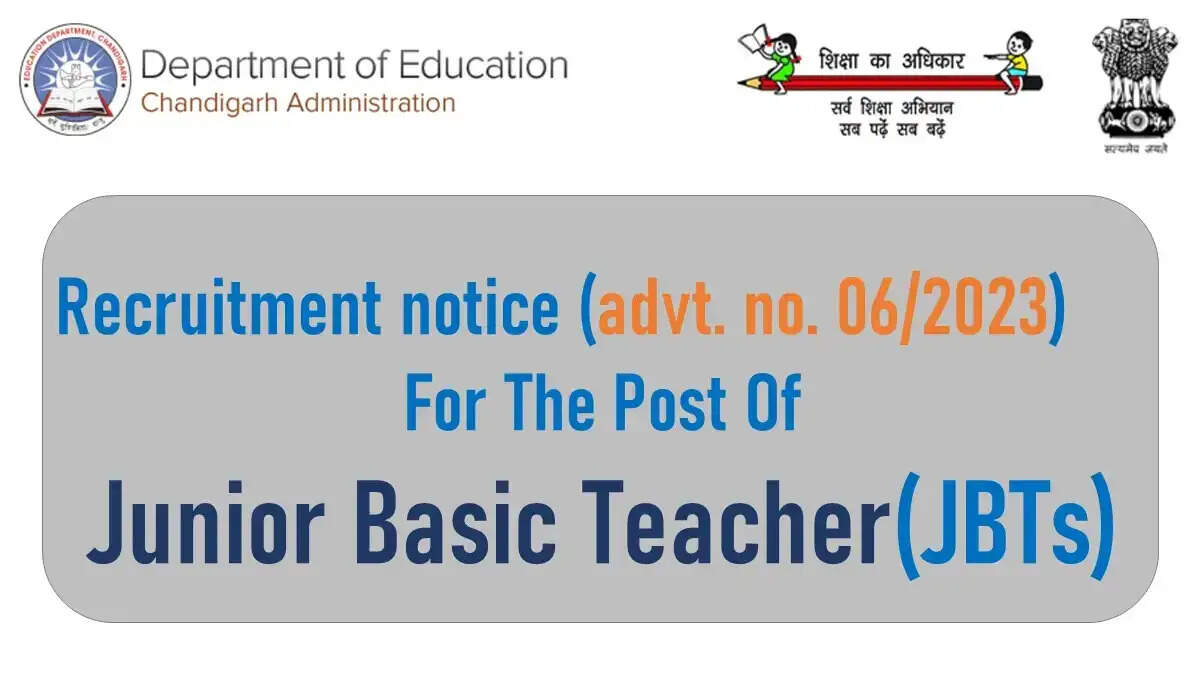 Chandigarh JBT Recruitment 2024 (Re-advertised) - Apply Online for 396 Posts