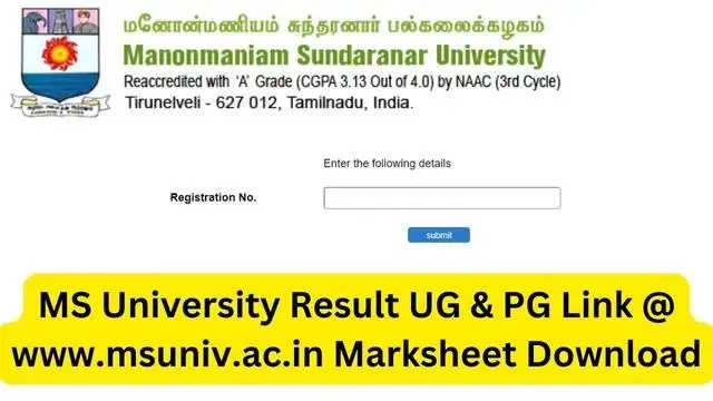Manonmaniam Sundaranar University Results 2023 (April & May Exams) Released Now! Download UG & PG Marksheets