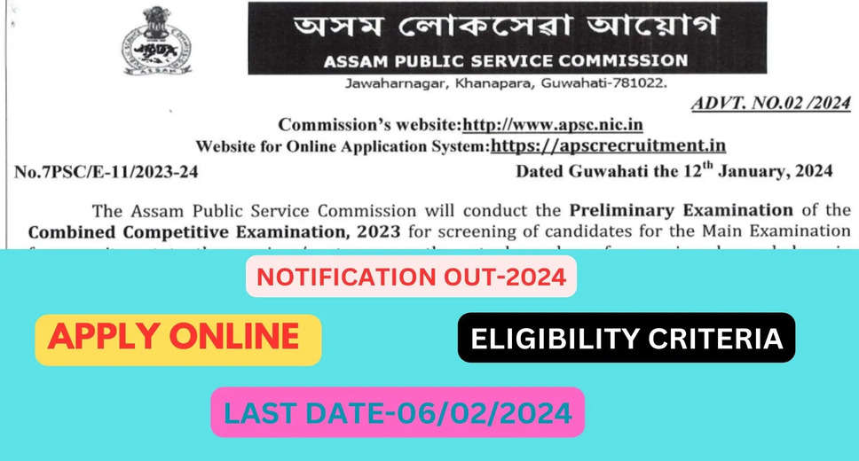 Assam Public Service Commission Recruitment 2024: CCE Notification Out for 275 Posts! Apply Online by Feb 5
