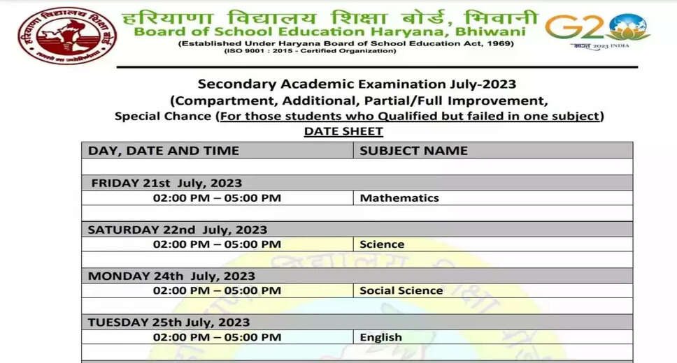 HBSE 10th & 12th Compartment Exam 2024 Application Deadline Approaching: Apply by May 26 to Avoid Late Fee