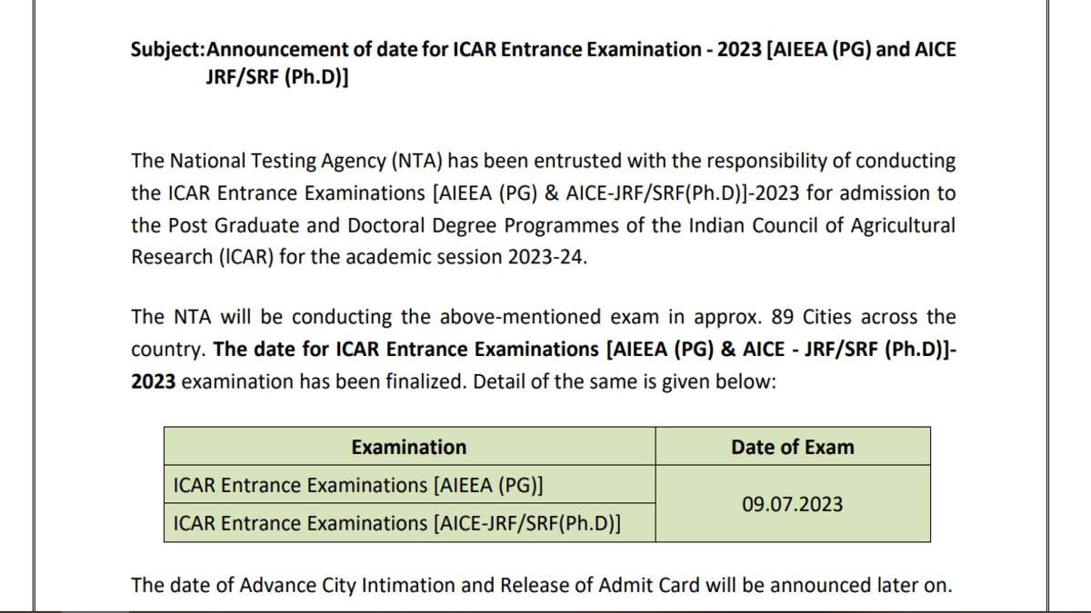 ICAR AIEEA PG and AICE JRF SRF 2024 Registration Commences: Exam Schedule Announced