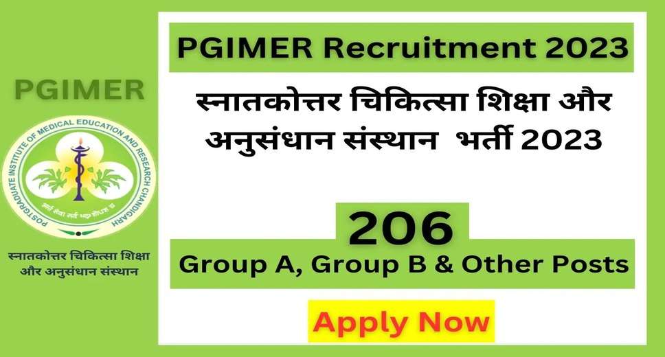 PGIMER, Chandigarh Group A, B & C 2023 Recruitment: Apply Now for 206 Vacancies