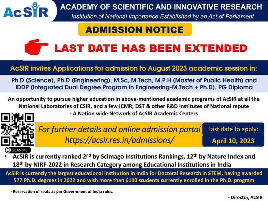 AcSIR Careers 2023: Apply for Executive Assistant, Assistant Manager, Manager Posts - Eligibility, Application & Notification