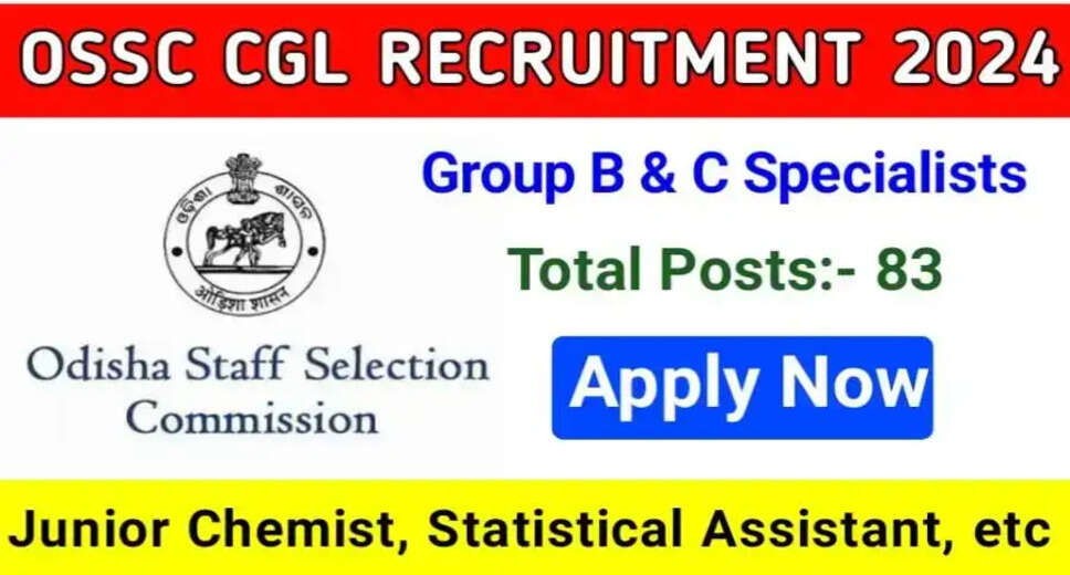 Odisha Staff Selection Commission CGL Recruitment 2024: 83 Vacancies in Specialist Posts