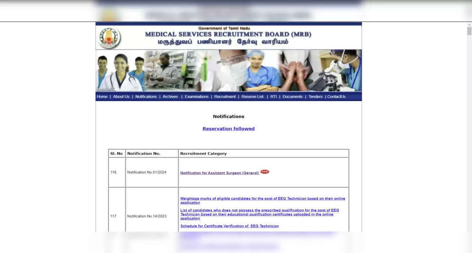 TN MRB Assistant Surgeon Recruitment 2024: Notification Out, Apply for 2553 Posts