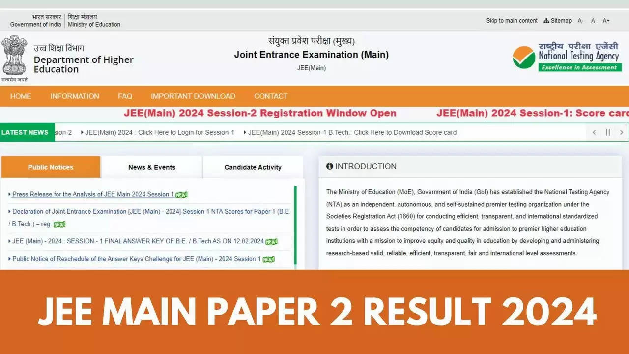 JEE Main 2024 Paper 2 Result Declaration: Date and Time Update Awaited