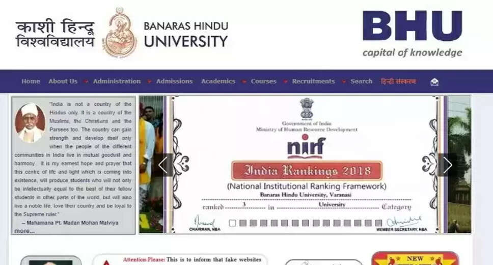Banaras Hindu University Recruitment 2024 for Assistant Professors & Associate Professors