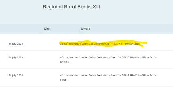 IBPS CRP RRB XIII 2024 Admit Card: Download Your Online Preliminary Exam Call Letter