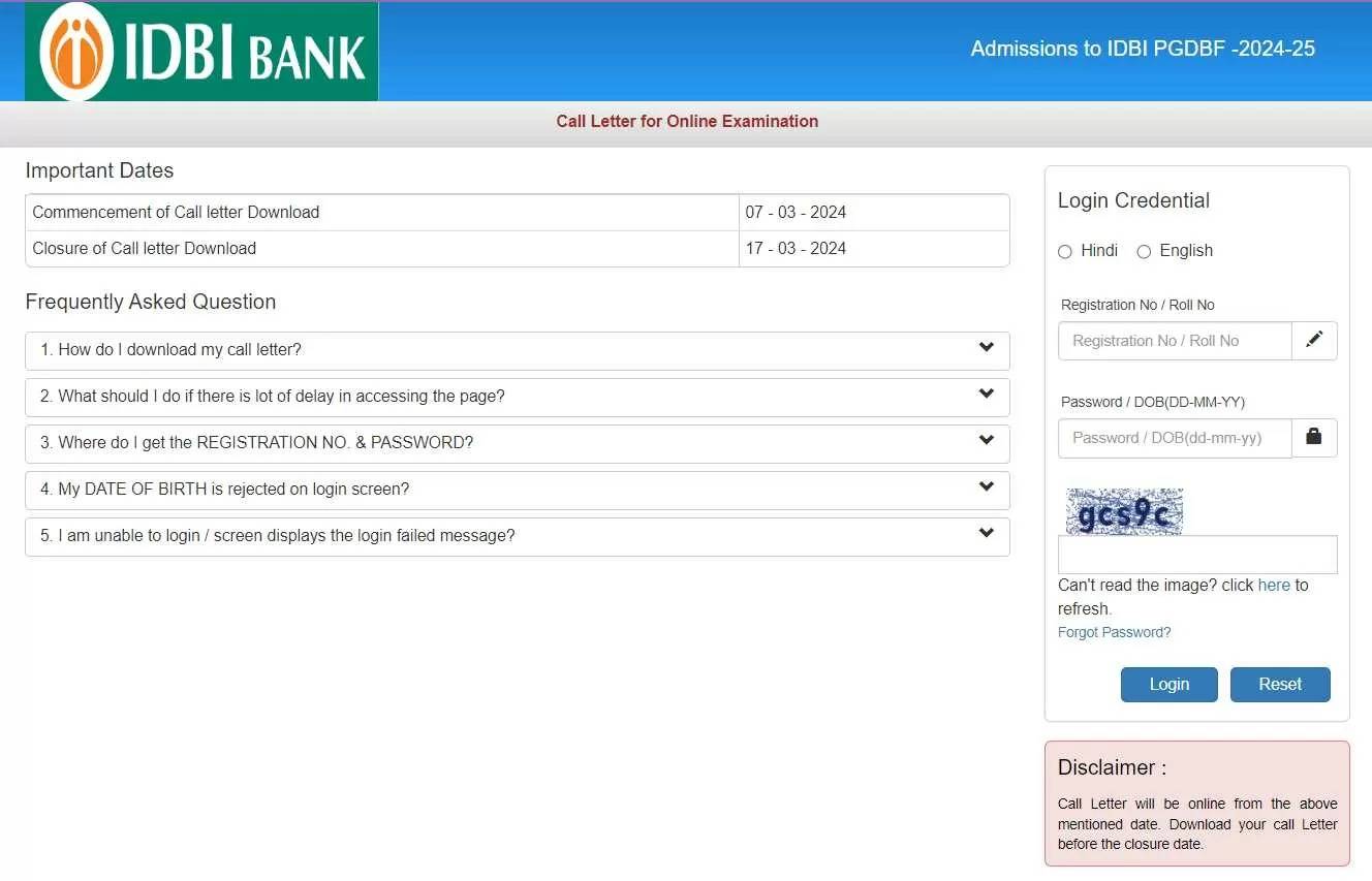 IDBI Bank JAM Admit Card 2024 Released: Download Here at idbibank.in 