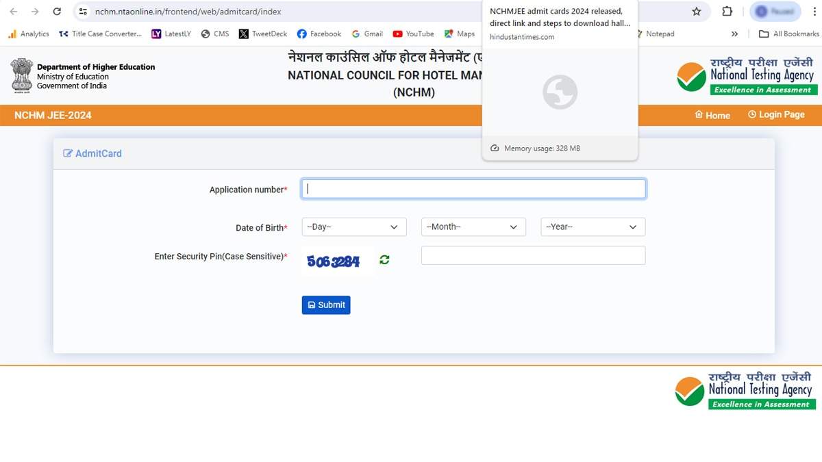 NCHM JEE 2024 Admit Card Released: Step-by-Step Guide to Download from exams.nta.ac.in/NCHM