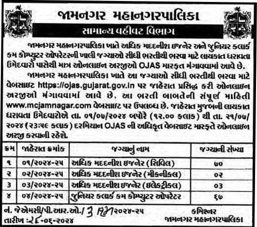 JMC Assistant Engineer & Computer Operator Vacancy 2024 – Apply Online for 144 Positions