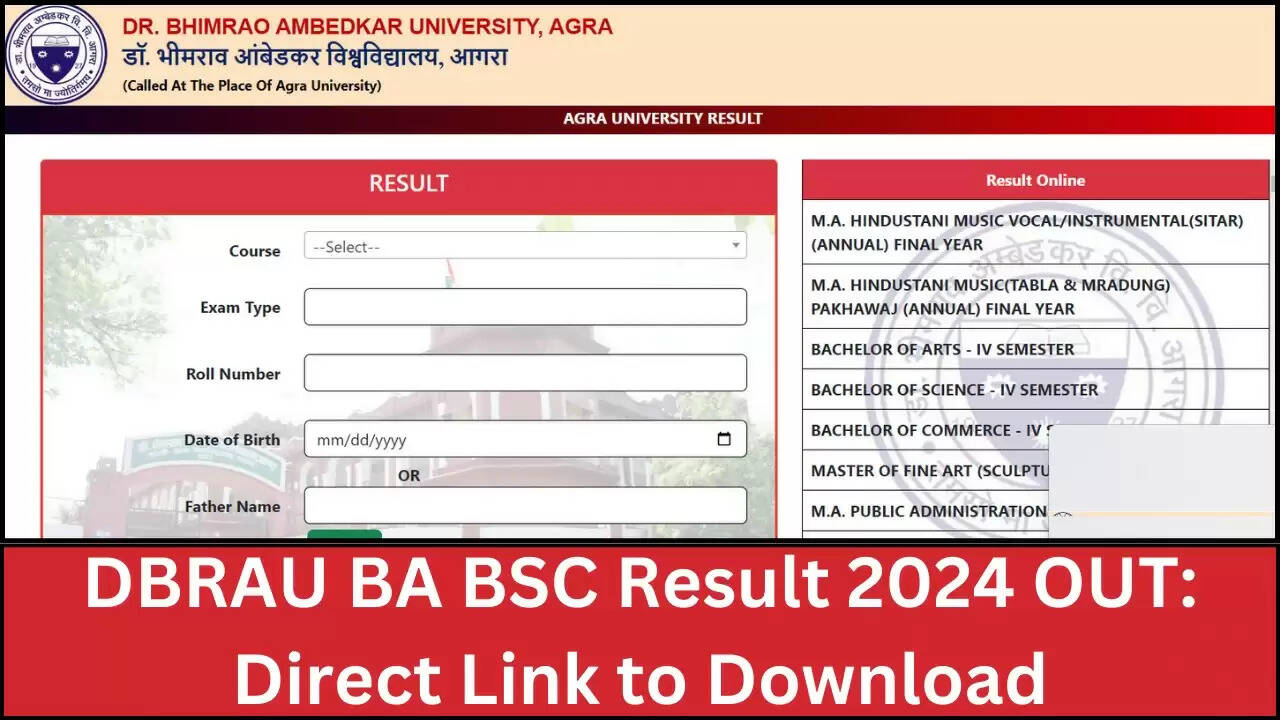 Dr. Bhimrao Ambedkar University (DBRAU) Results 2024 Declared: Check Now